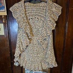 Handcrafted Beige Crochet Sweater Vest